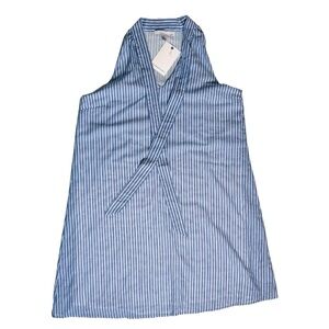 Trendy Blue Striped Mini Dress